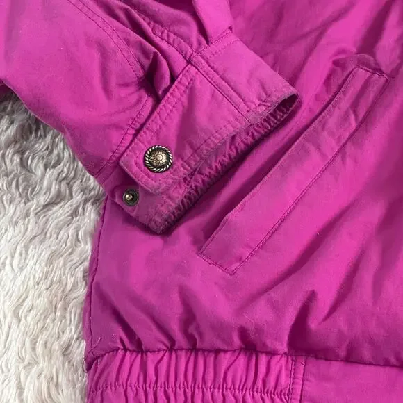 Vintage 90s Eddie Bauer Goose Down Ski Puffer Winter Parka Jacket Retro Pink - Picture 11 of 14